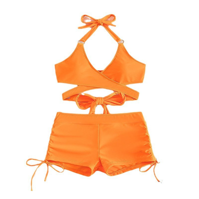Dame bikini sæt med stilfuldt krydsdesign og højt skårne shorts Skovae
