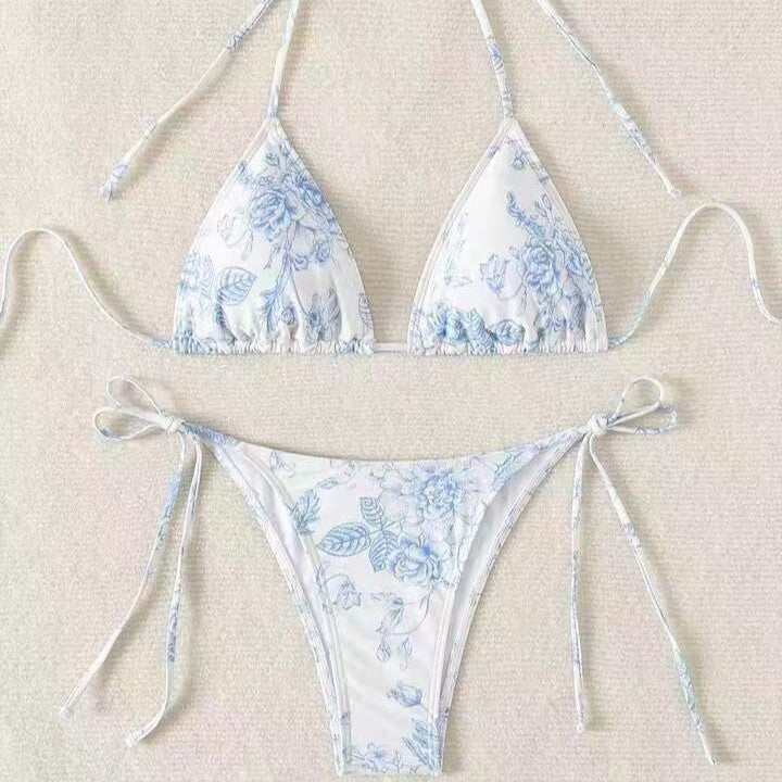 Dame Triangel-Bikini-Sæt med delikate blomstermotiver Skovae