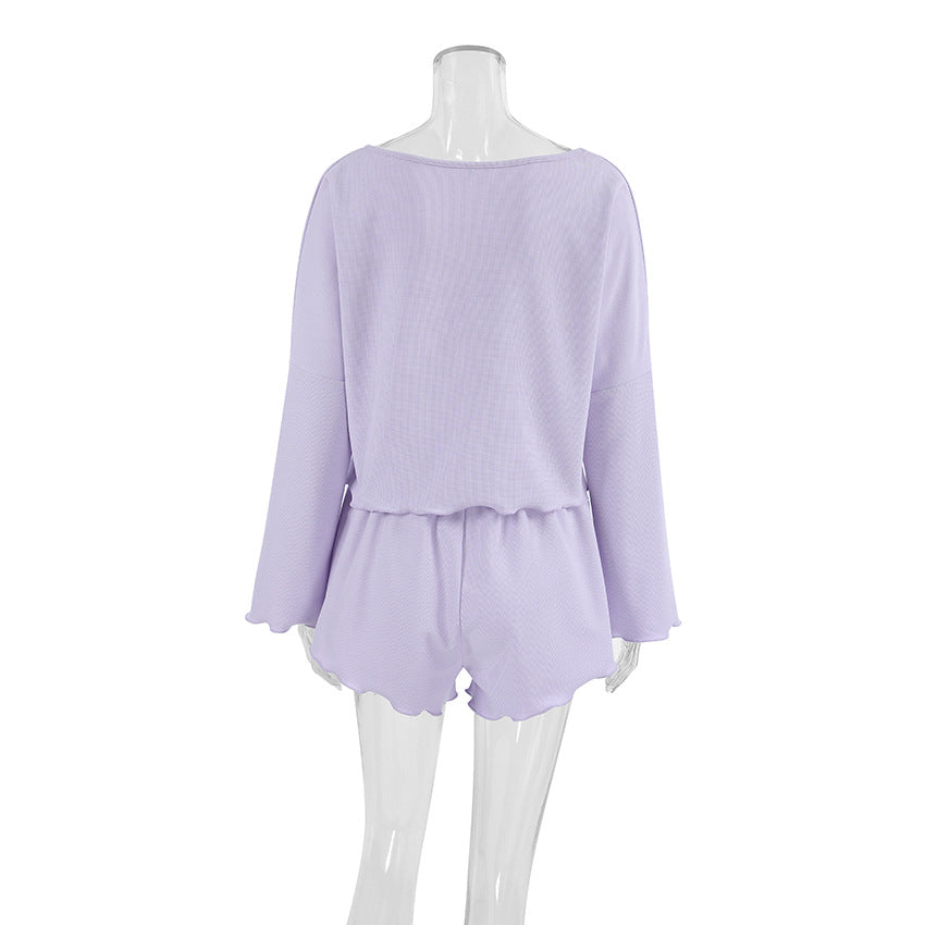 Dame Pyjama-sæt med langærmet top og fræk short-Style bukser Stilla