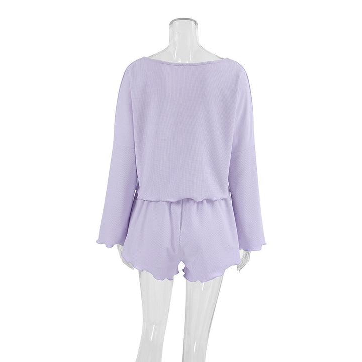 Dame Pyjama-sæt med langærmet top og fræk short-Style bukser Stilla
