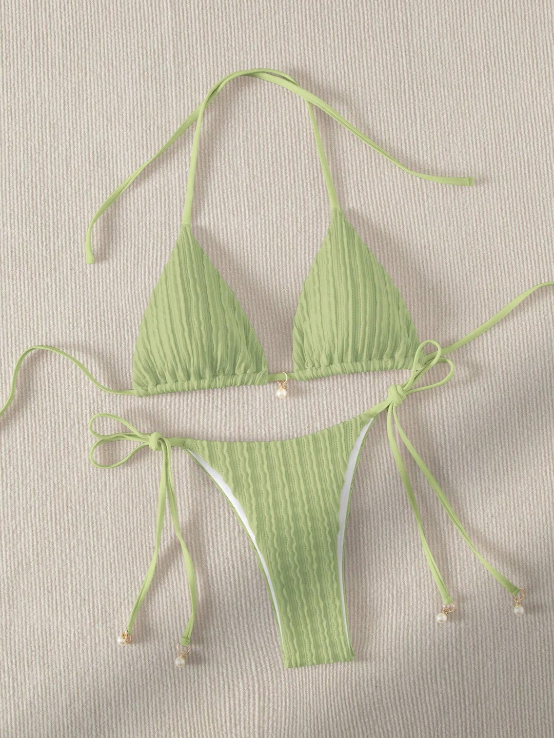 Damer Triangle-bikini med struktureret design og justerbare stropper Skovae