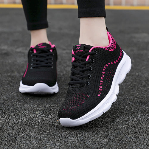 Dame nan ultralette komfort-gå-sneaker til hverdag og fritid med sømløst strikkskall, reaktionsfølsom luftpude-mellemsål og polstret hælkappe Skovae