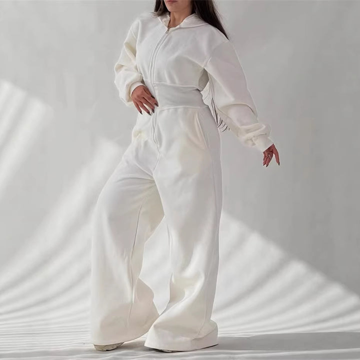 Kvinders jumpsuit med hætte og bred ben Skovae