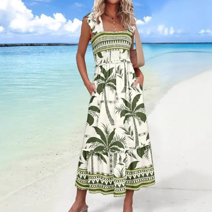 Dame Strapless Blomster Maxi Kjole Stilla