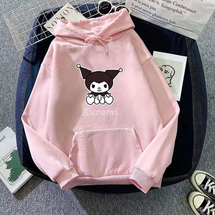 Kvinders hoodie med sødt ko-motiv og høj kvalitet fleece-foring Skovae