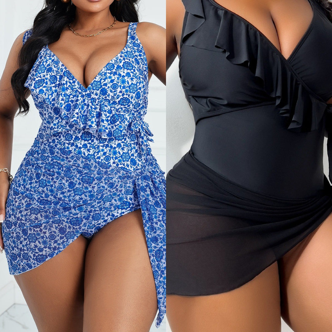Dame one-piece badedragt med ruffle detaljer Skovae