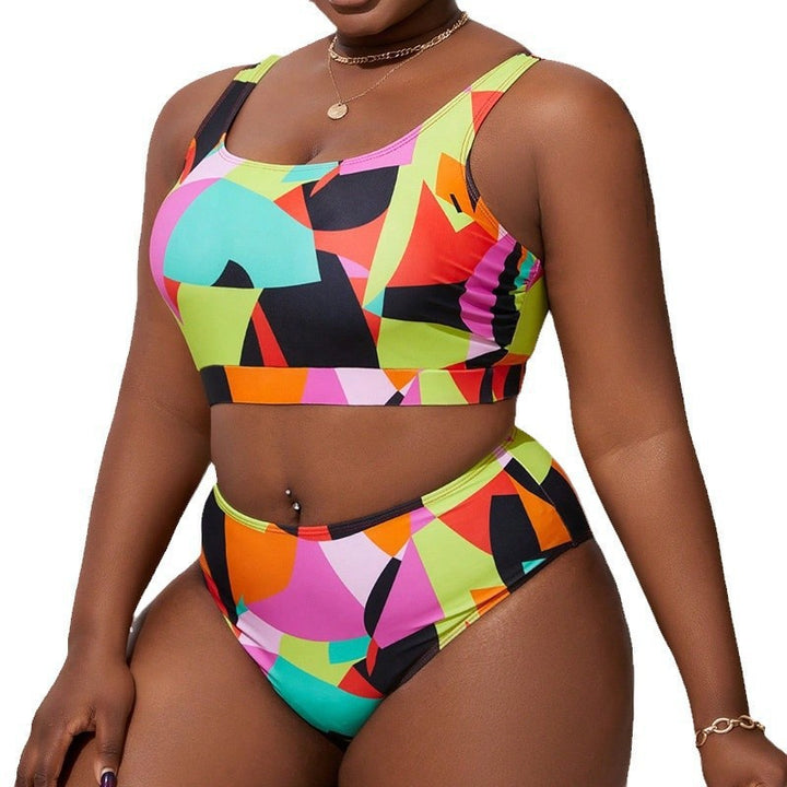 Dame to-delt bikini-sæt med moderne geometrisk mønster Skovae