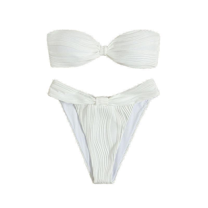 Dame Bandeau-bikini med dekorativt indpakningsdetalje Skovae