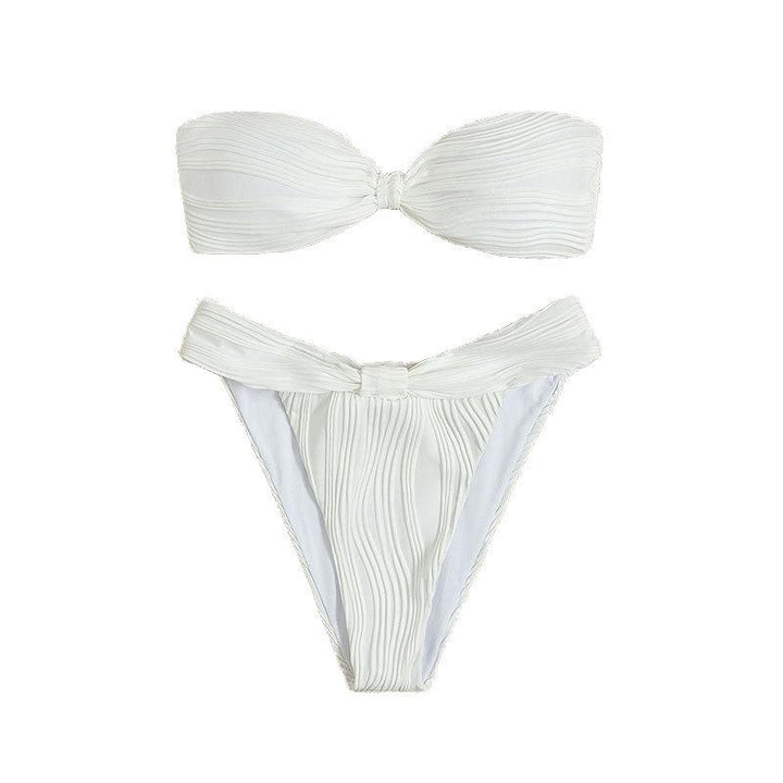 Dame Bandeau-bikini med dekorativt indpakningsdetalje Skovae