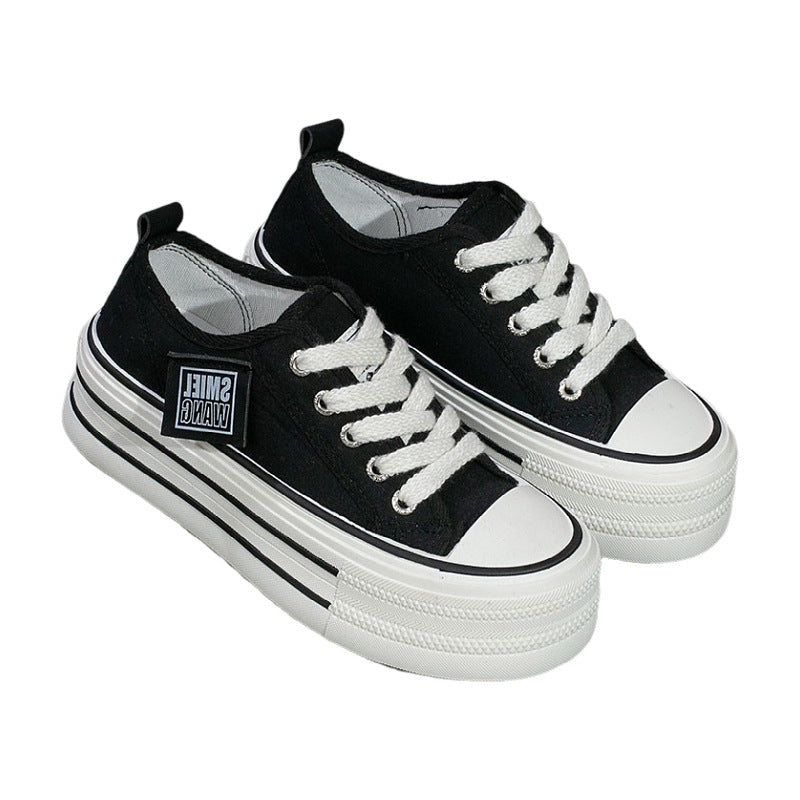 Dame Plateau Sneakers med klassisk Canvas-overdel og tyk sål Stilla