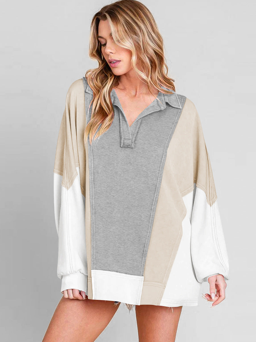 Dame Oversized Poloshirt med farverigt design og afslappet snit Stilla