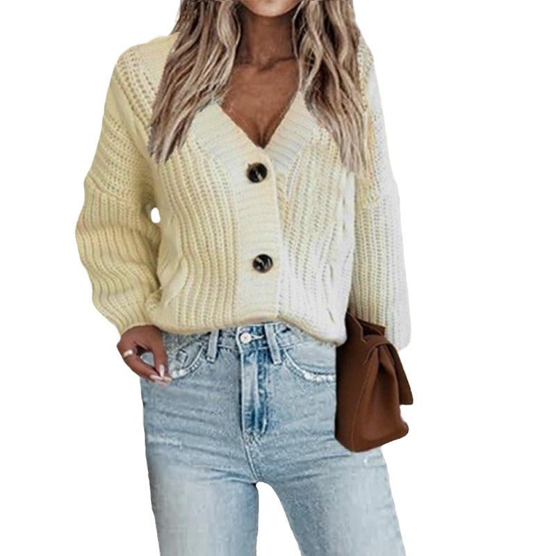Kvindernes chunky strikket cardigan med knapdetaljer og voluminøse ærmer Stilla