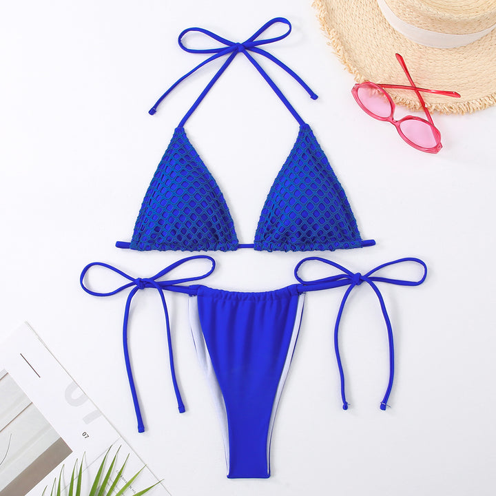Dame Triangel-Bikini med raffineret mesh-design og justerbare bindebånd Stilla