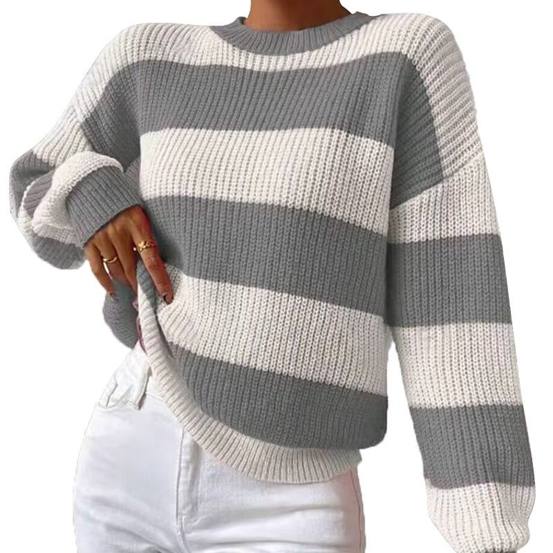 Dame afslappet sweater med bred stribemønster og behagelig pasform Stilla