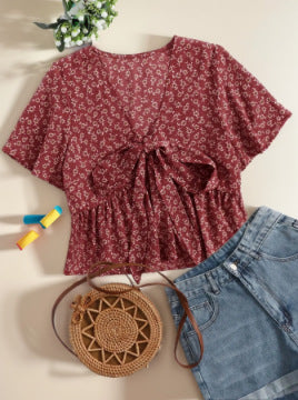 Kvinder flatterende knude-forside peplum top Stilla