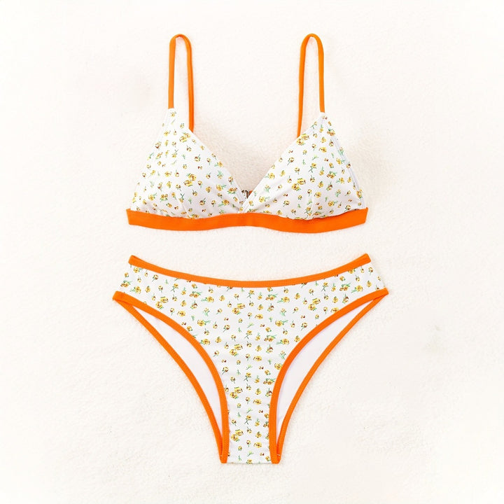 Dame bikini-sæt med blomsterprint og kontrasterende stropper Stilla