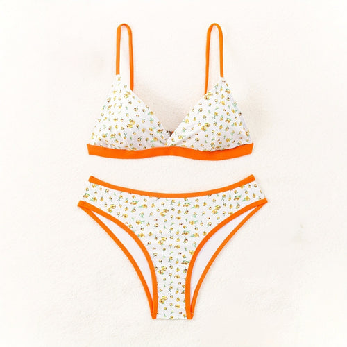 Dame bikini-sæt med blomsterprint og kontrasterende stropper Stilla