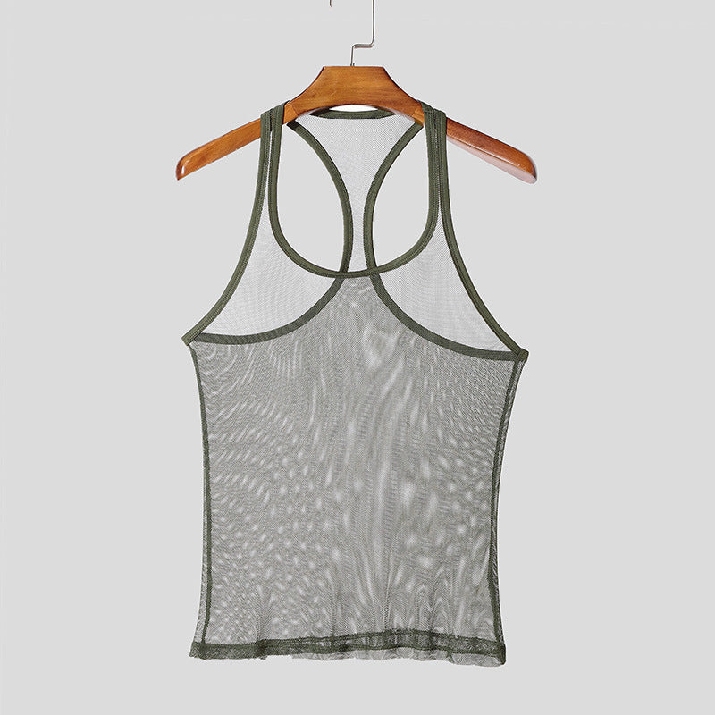 Unisex nan åndbart net-top med sporty rygparti og elastisk kant