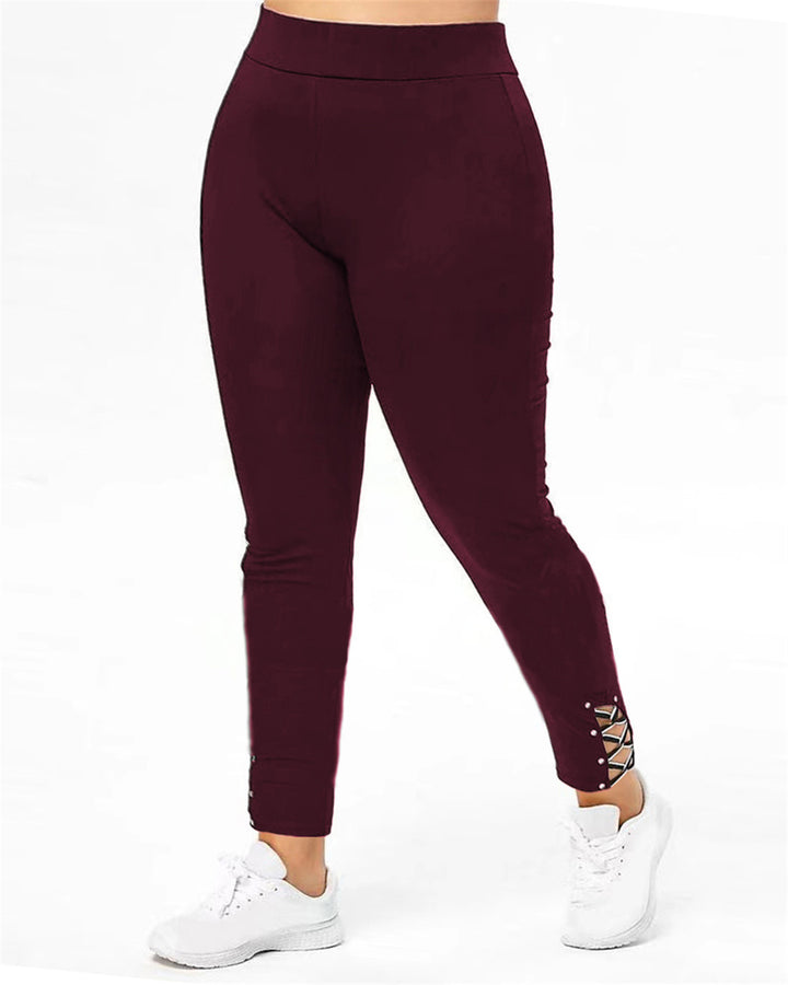 Dame sportleggings med dekorative snøre detaljer Stilla