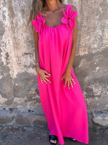 Dame Maxi Kjole med blomstret stropdesign Stilla
