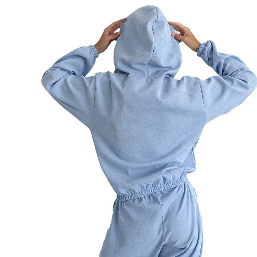 Dame Sporty Fleece-Sæt med Hætte og Elastisk Talje Stilla