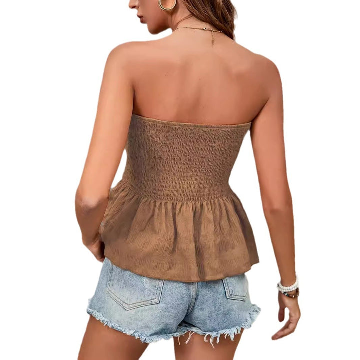 Damer Strapless Bohemian Trykt Smocked Top Stilla
