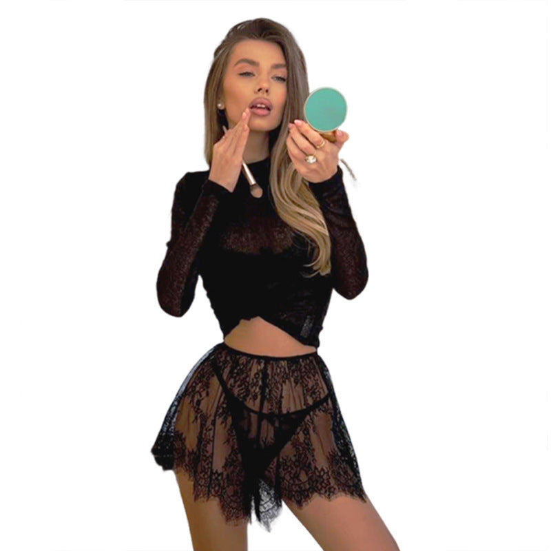 Damen Spitzen-Shorts mit zarter Blumenstickerei und elastischem Bund Skovae