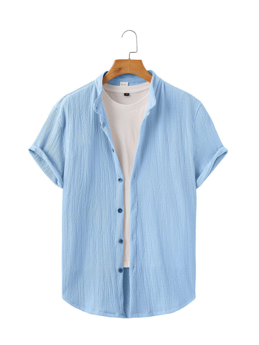 Herren nan lette krøllestruktur-overhem med oprettede ærmer afslappet overshirt-silhuet Skovae