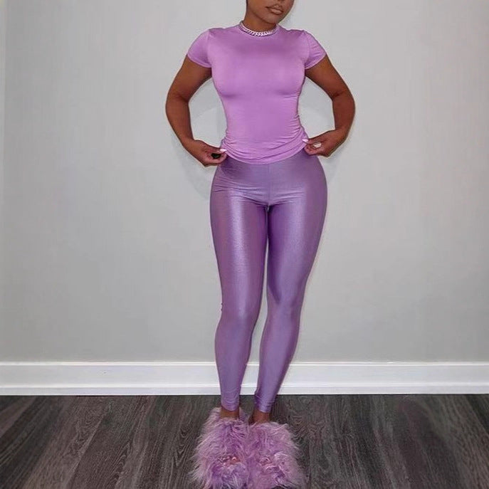 Dame Figursyet T-Shirt og Leggings Sæt Skovae