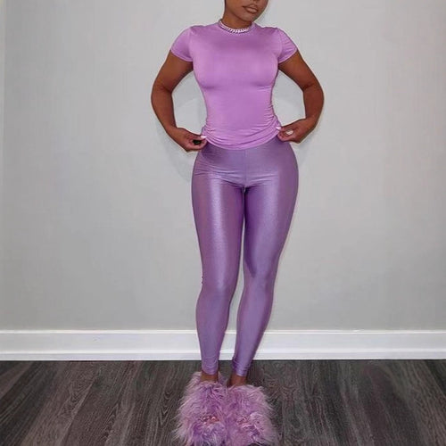 Dame Figursyet T-Shirt og Leggings Sæt Skovae