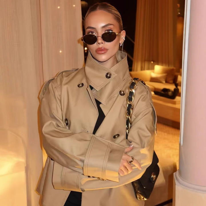 Damer mode kort trench coat jakke Stilla