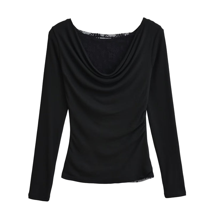 Dame elegant longsleeve top med glat draperingseffekt Stilla