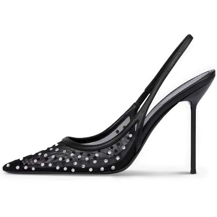 Dame High-Heel Slingback Pumps med Nitteaccent Stilla