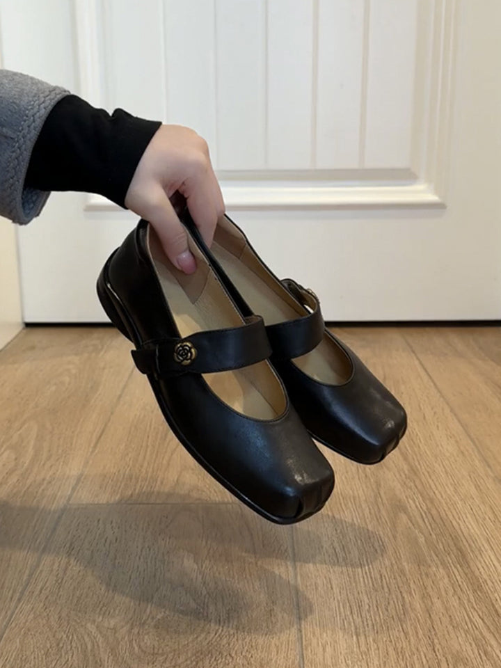 Kvinder Quadrat tå komfort Mary Jane ballerinaer med justerbar rem Stilla
