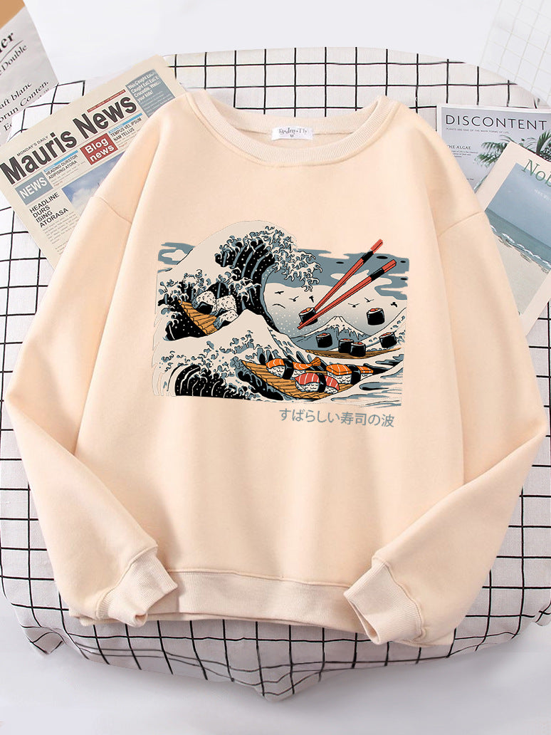 Kvindernes sweatshirt med kunstnerisk bølgedesign og komfortabel pasform Stilla
