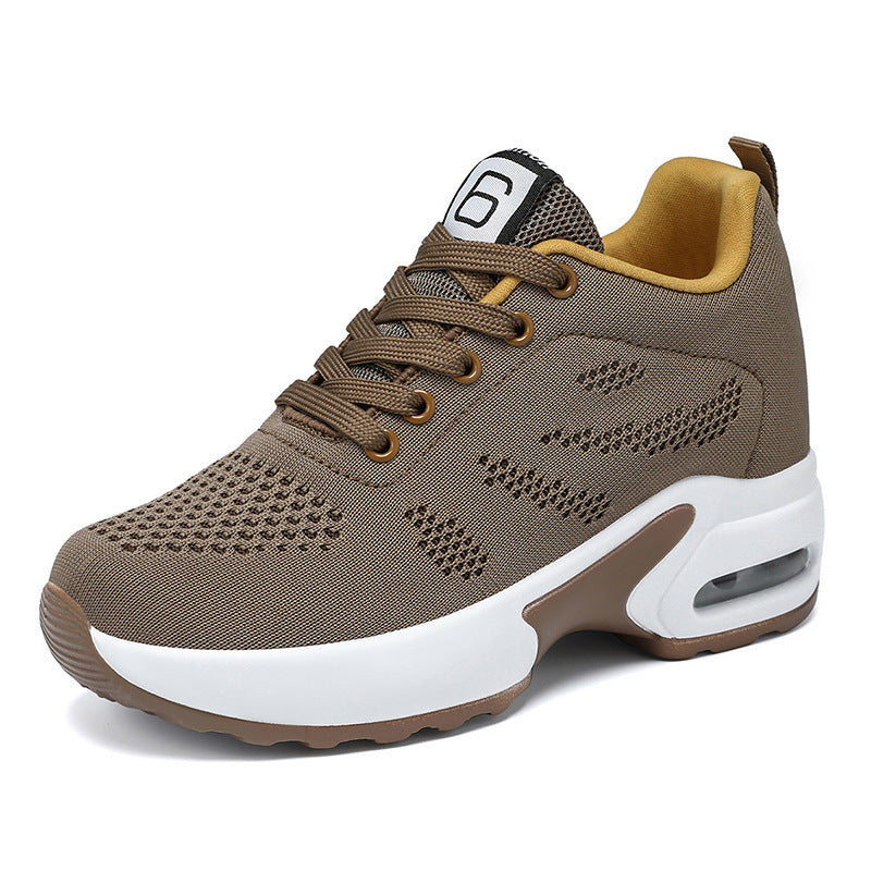 Damer nan Aerobic- og hverdags sneakers med stødabsorberende luftpuff-zone, elastisk strikoverdel og ergonomisk fodseng Skovae