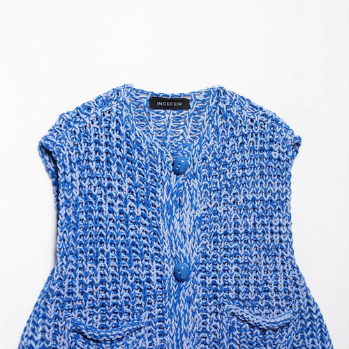 Dame tekstureret strik oversized vest med knap-front Stilla
