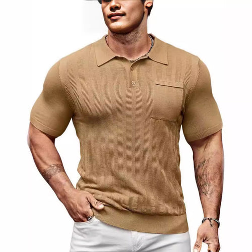 Herrer trendy polo shirt med struktureret mønster Stilla