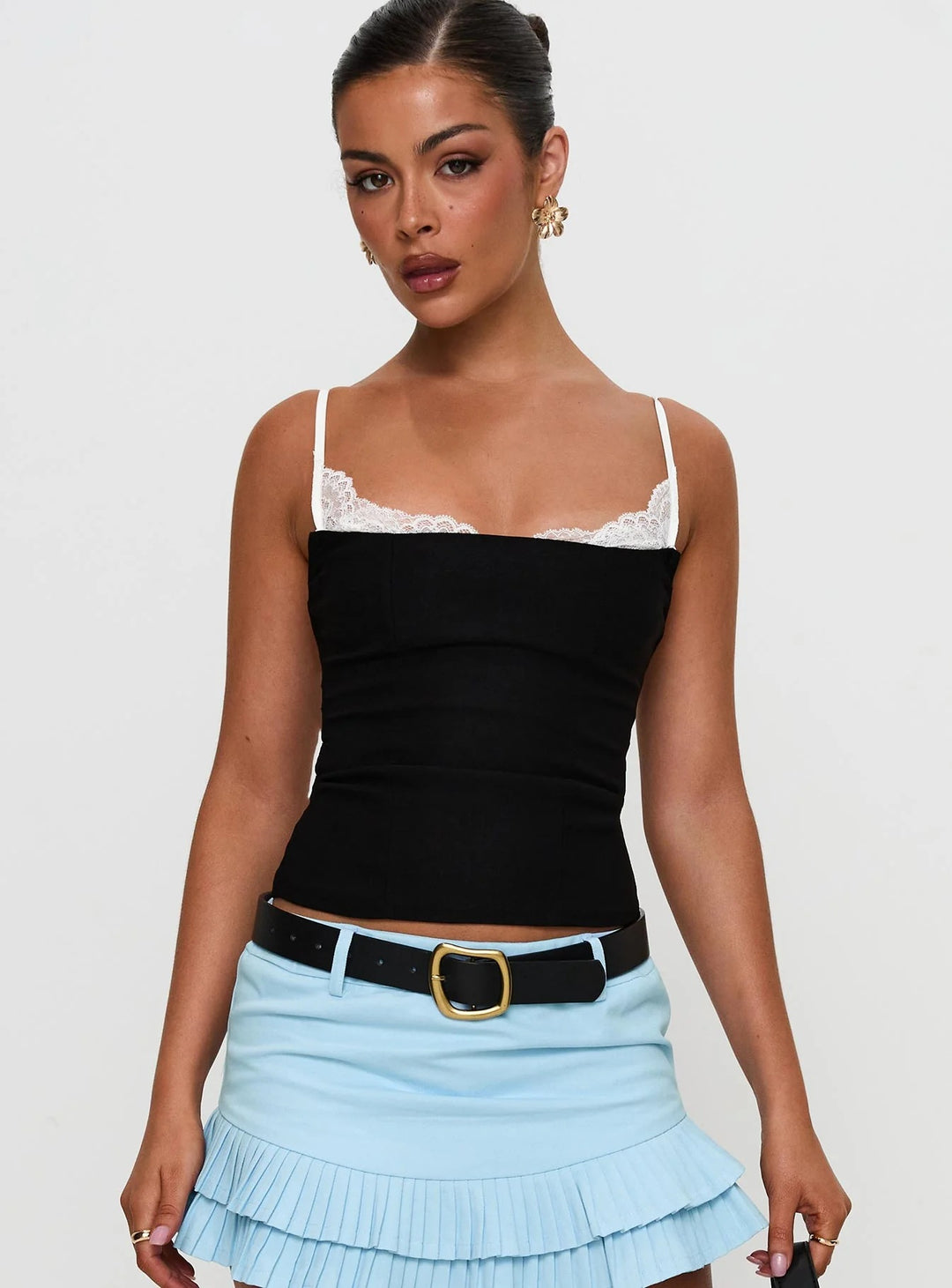 Dame Polka Dots Bustier-top med spidsakcenter Skovae