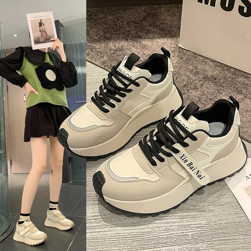 Dame Chunky Sneakers med tyk sål og åndbar overmaterialekombination Stilla