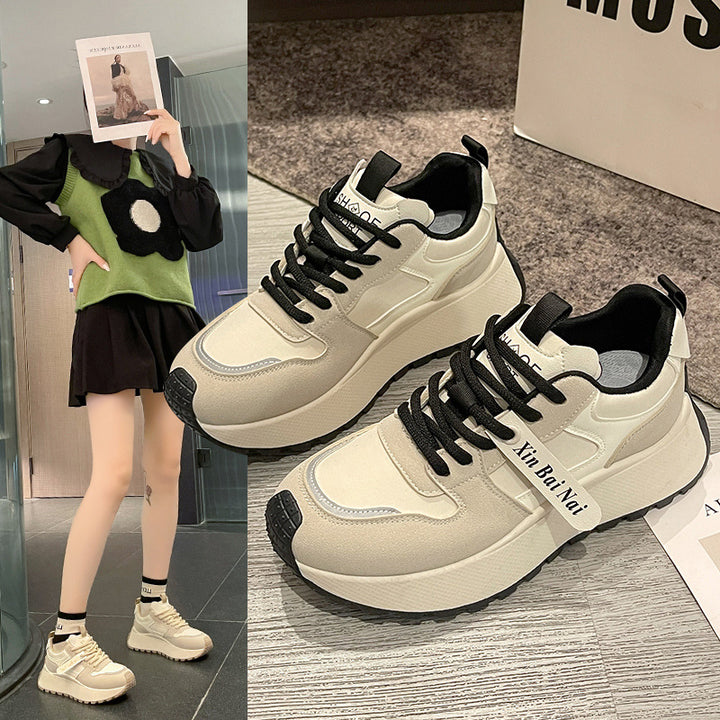 Dame Chunky Sneakers med tyk sål og åndbar overmaterialekombination Stilla