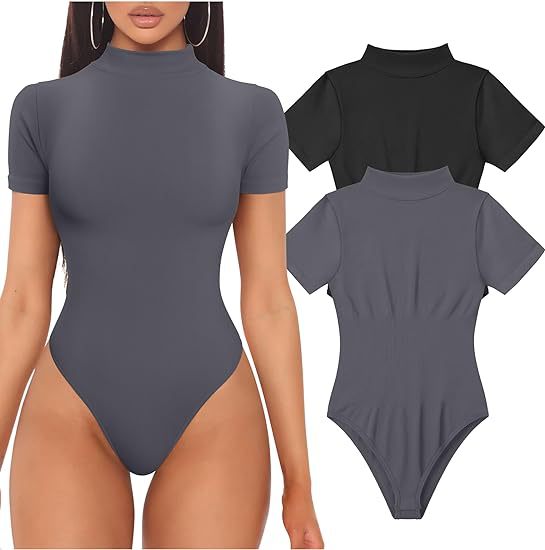 Dame Kortærmet Bodysuit med høj krave Skovae