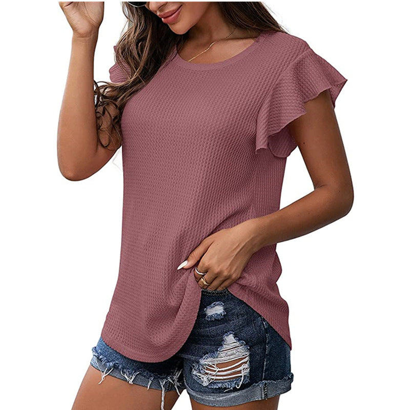 Damer Casual T-Shirt med ruffles detaljer lavet af kvalitets vaffelstof Stilla
