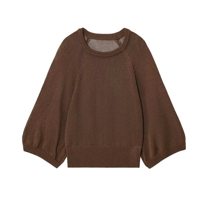 Dame afslappet sweater med overskårne ærmer og rund halsudskæring Stilla