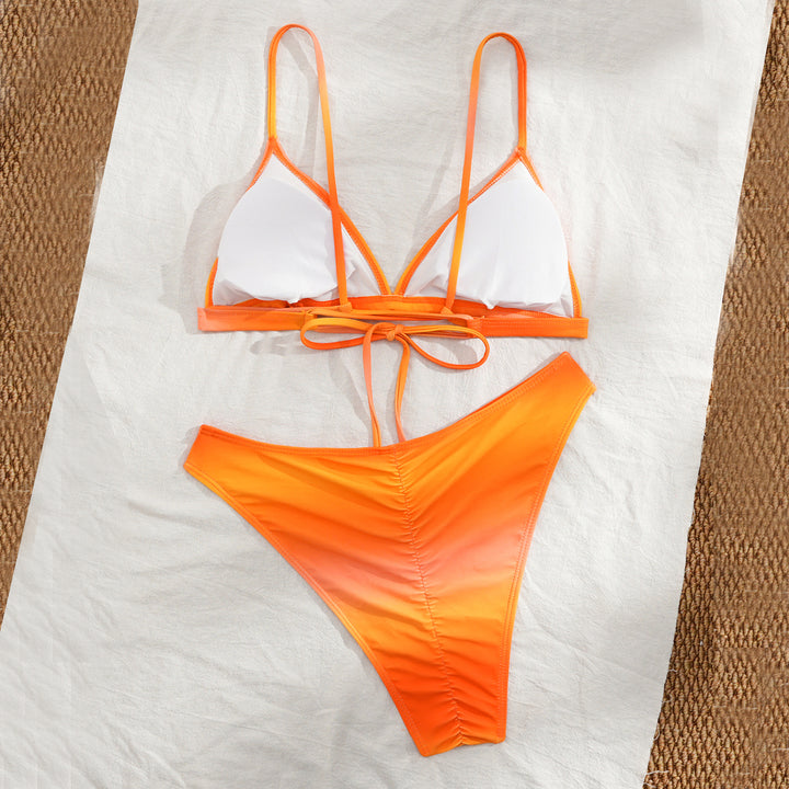 Dame Bikini-sæt med legesygt farvemønster og justerbare bånd Skovae