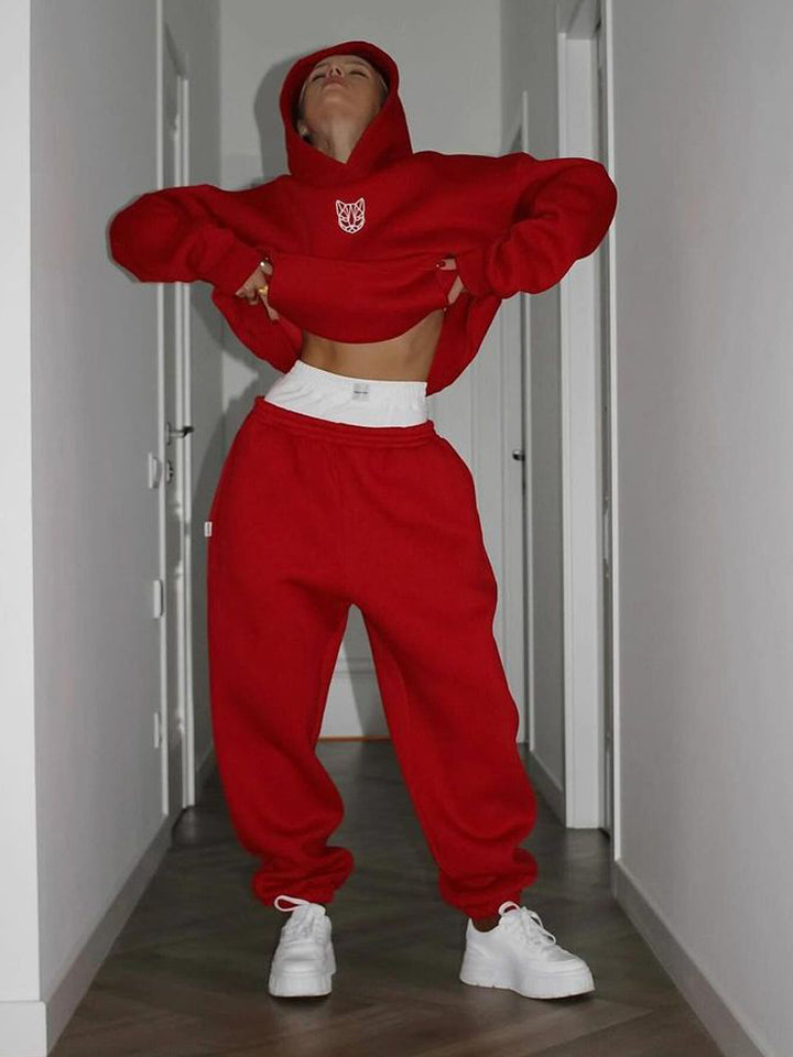 Dame Oversized Hoodie med Casual Joggingbukser Sæt Skovae