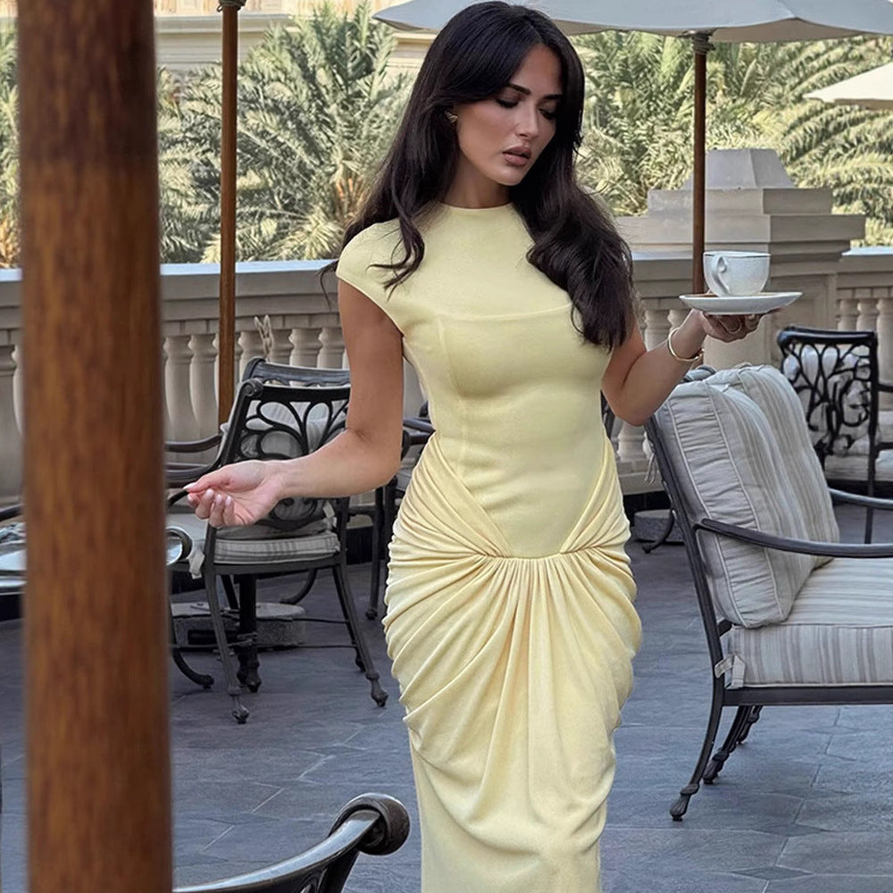 Dame elegant maxikjole med raffinerede draperingsdetaljer Stilla