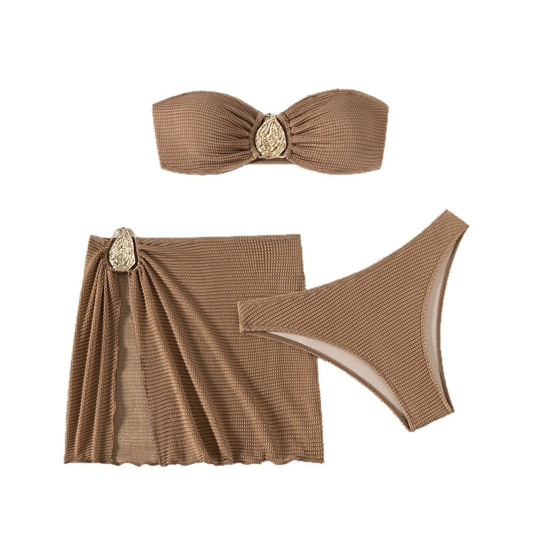 Dame bandeau bikini sæt med flot foldedetalje Skovae
