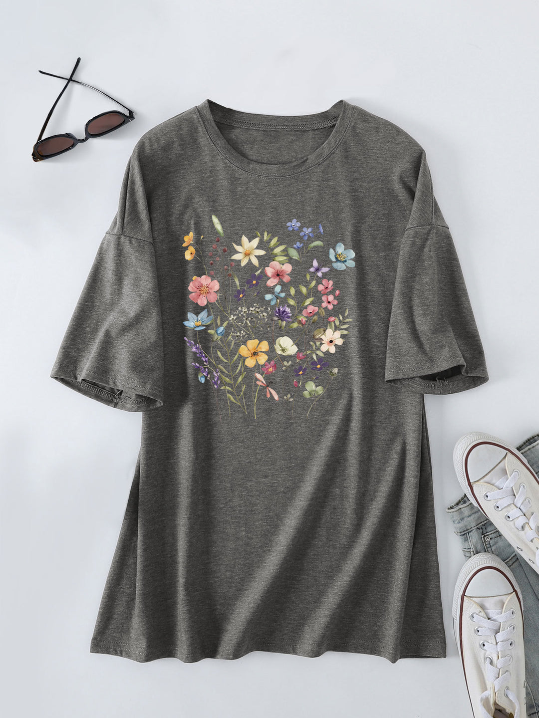 Kvinder Casual Sommer Bluse Skjorte med Blomsterprint Stilla