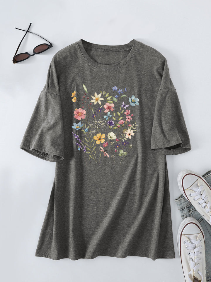Kvinder Casual Sommer Bluse Skjorte med Blomsterprint Stilla